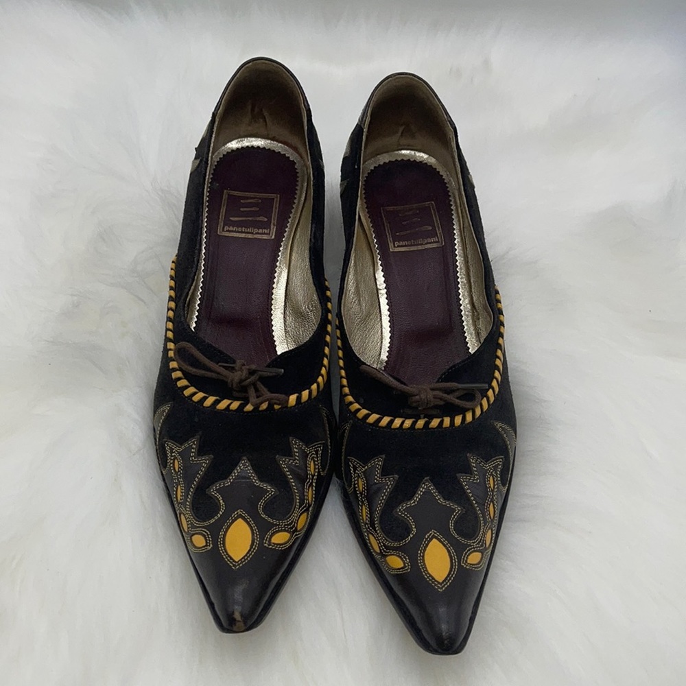 Panetullpani vintage brown suede and leather western style shoe